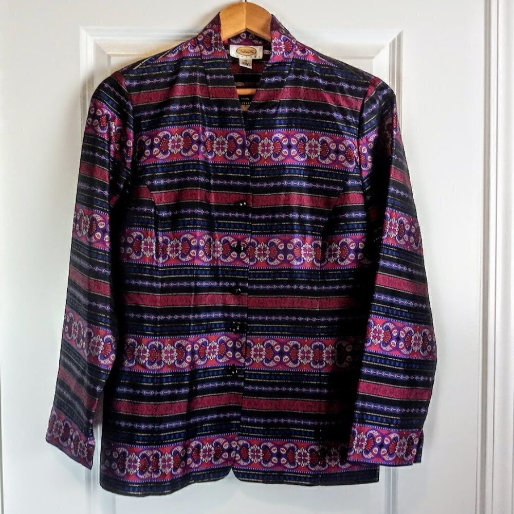 Talbots Petites Multicolor Silk Metallic Thread Jacket
